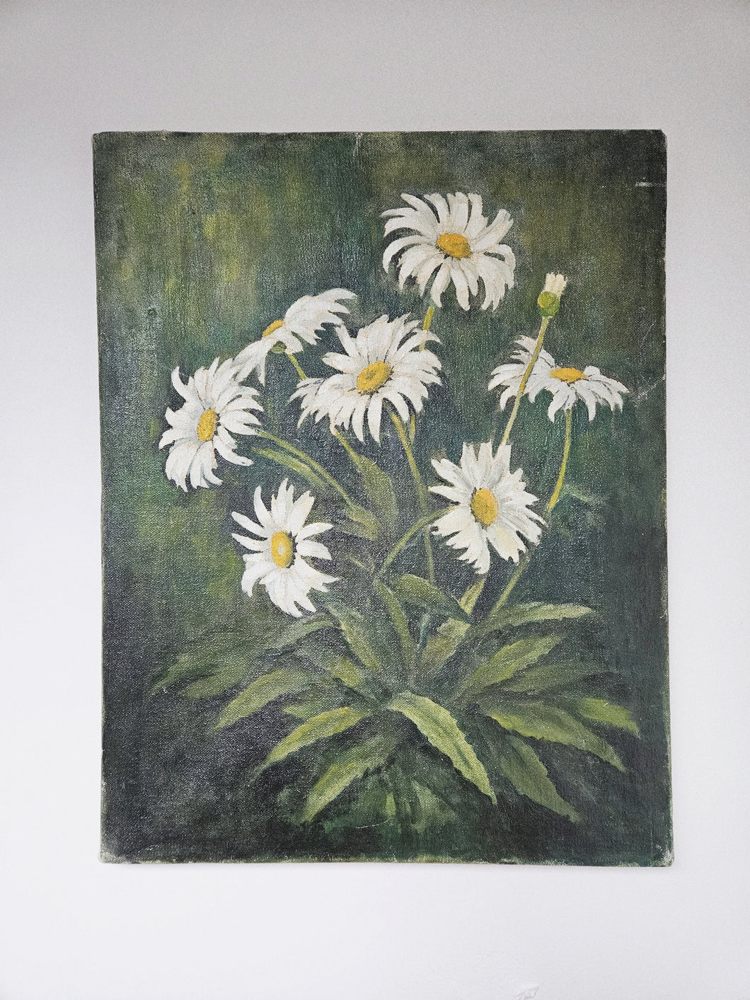 WHITE DAISIES, ANTIQUE OIL