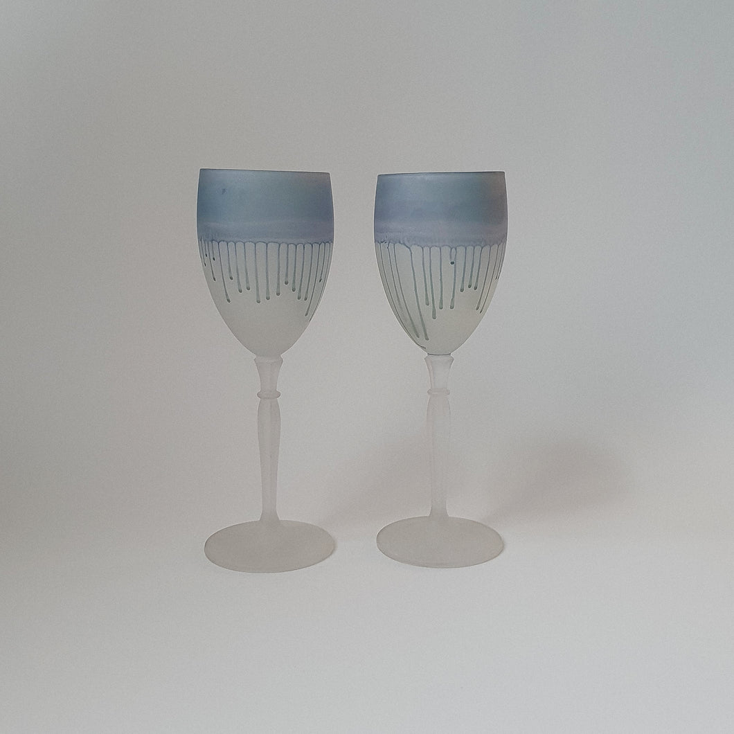 DENIM BLUE FROSTED WINE GLASSES