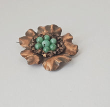 Load image into Gallery viewer, COPPER BROOCH WITH GLASS BEADS
