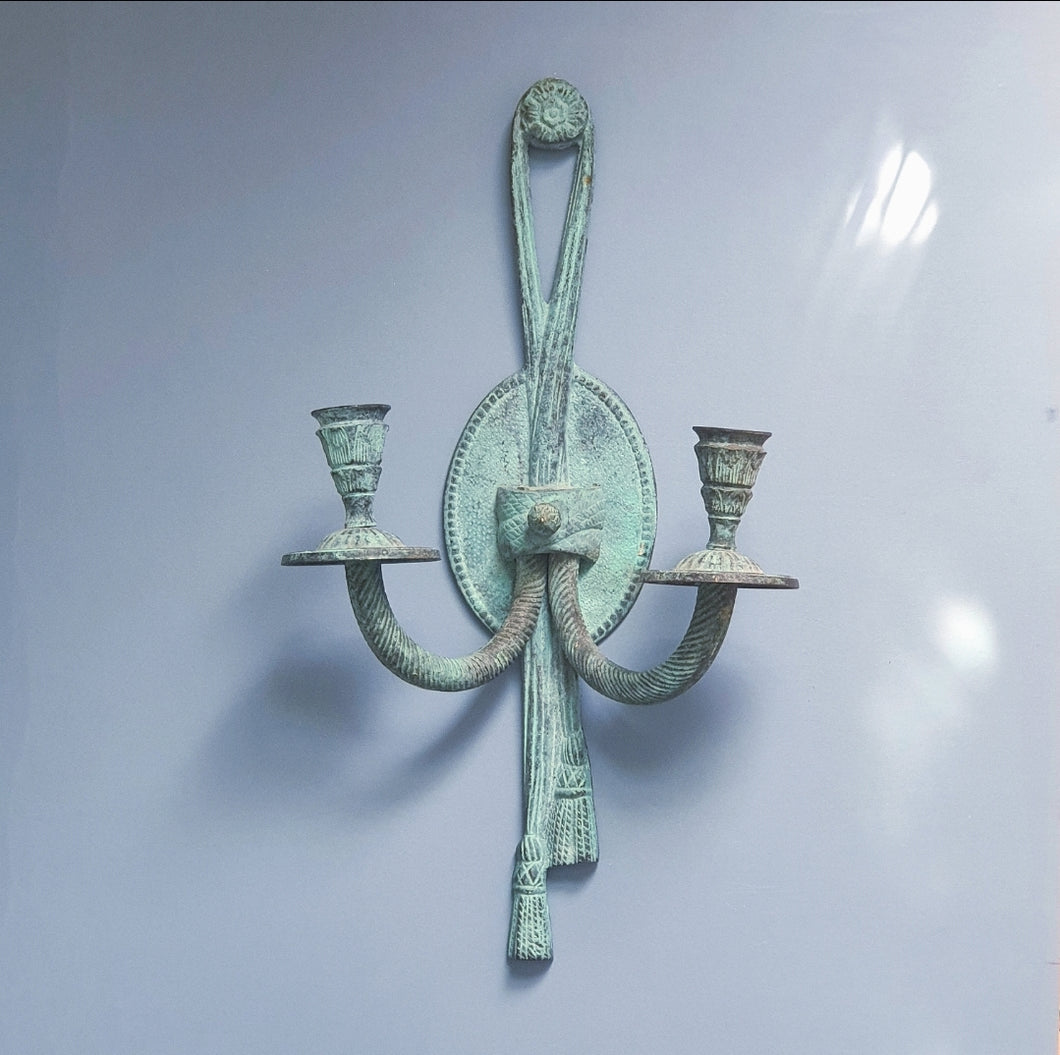 VERDIGRIS CANDLESTICK SCONCE