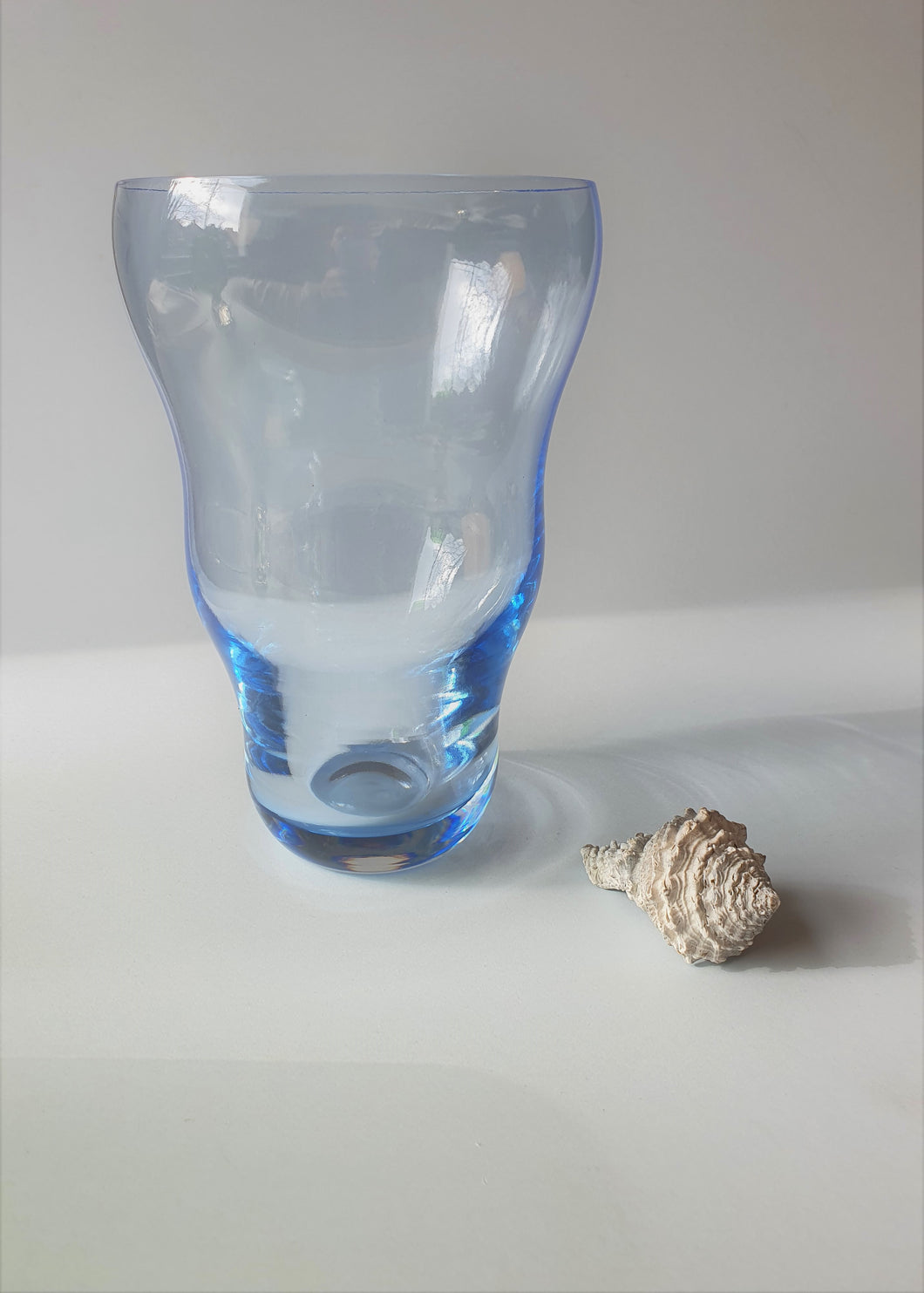 Curvy Pale Blue Glass Vase