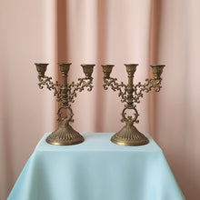 Load image into Gallery viewer, Pair of vintage brass candleholders
