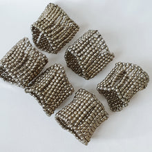 Load image into Gallery viewer, Silver beaded napkin rings
